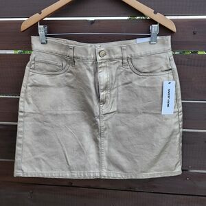 DKNY Metallic Gold High Waisted Denim Mini‎ Skirt NWT Glam Edgy Sz 30
